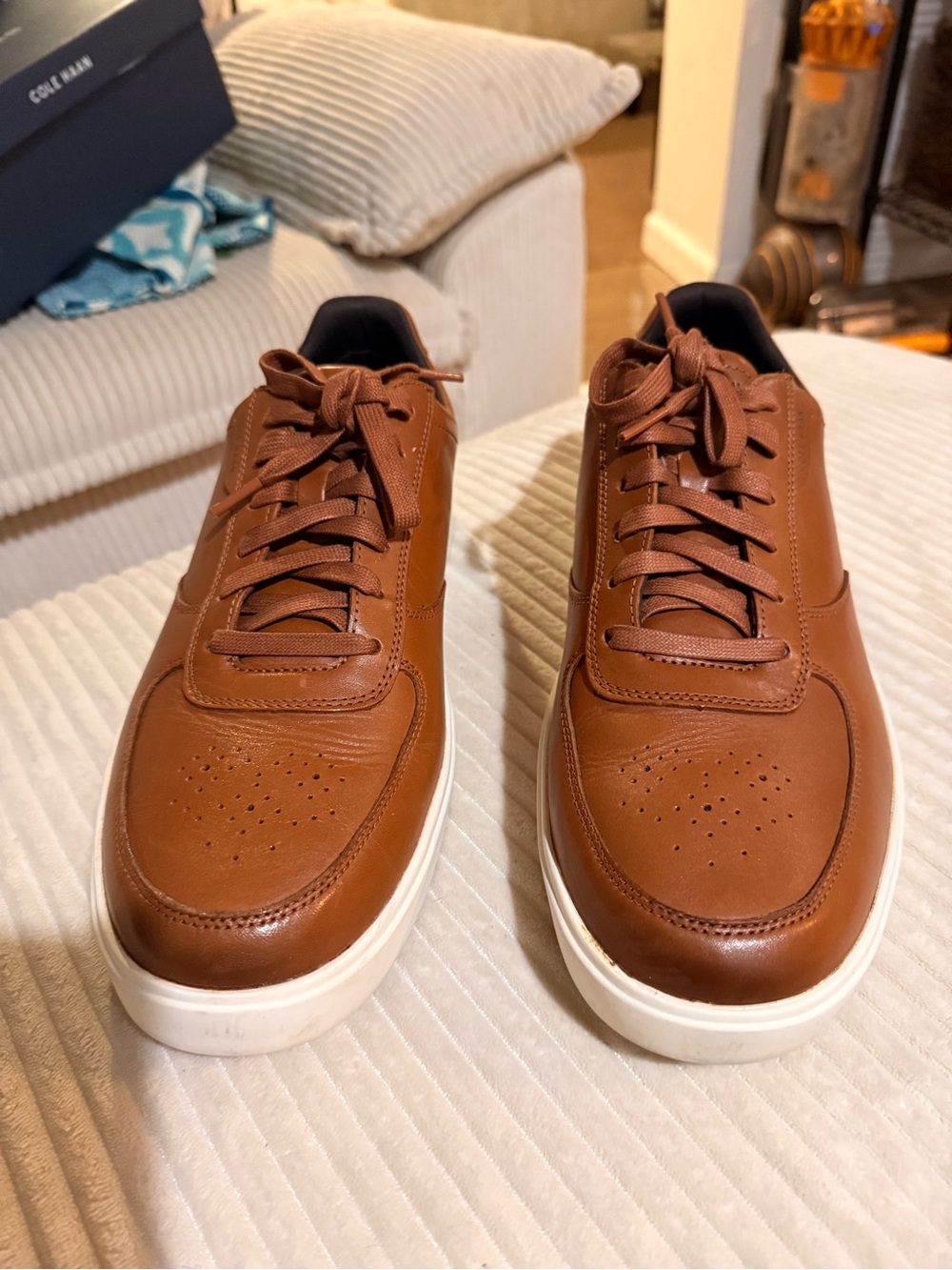 Cole Haan Men's Tan Leather Sneakers in Brown, size 13M